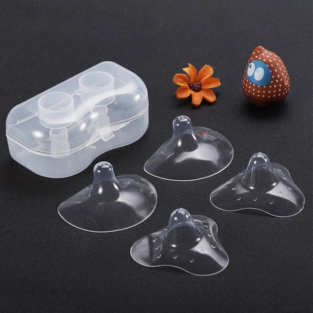 2 Piece silicone Nipple Shield with Carrying Boxes Breastfeeding Nipple
